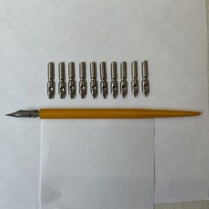 VTG Wood Dip 6” Pen with Eagle E11 Nib + 10 Wm Mitchell Nibs